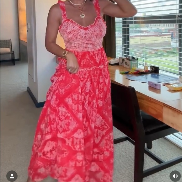 Chic Red Floral Maxi Dress - Picture 2 of 4